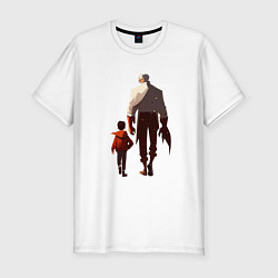 Мужская slim-футболка Седой отец и молодой сын