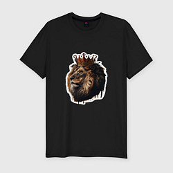 Футболка slim-fit Лев-царь в короне, цвет: черный
