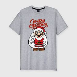 Мужская slim-футболка Christmas Mario
