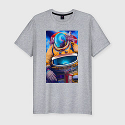 Мужская slim-футболка Космонавт - нейросеть