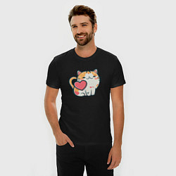 Футболка slim-fit Котик с сердечками, цвет: черный — фото 2