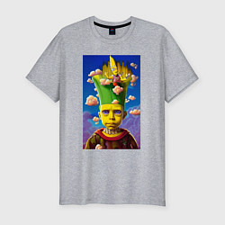 Футболка slim-fit Bart Simpson - neural network - fantasy - art, цвет: меланж