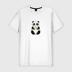 Футболка slim-fit Мультяшная панда, цвет: белый