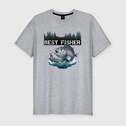 Мужская slim-футболка Лучший рыбак года