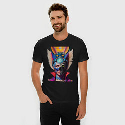 Футболка slim-fit Cyberpunk - fantasy - neural network, цвет: черный — фото 2