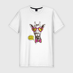 Футболка slim-fit Hipster giraffe, цвет: белый