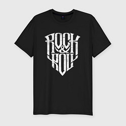 Мужская slim-футболка Rock and Roll щит