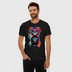 Футболка slim-fit Обворожительная молодая модница - нейросеть, цвет: черный — фото 2