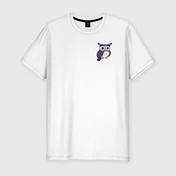 Футболка slim-fit Мультяшный совенок, цвет: белый
