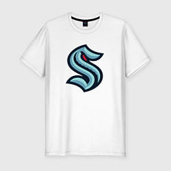 Мужская slim-футболка Сиэтл Кракен логотип