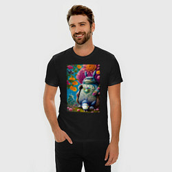 Футболка slim-fit My neighbor Totoro - neural network - fantasy, цвет: черный — фото 2