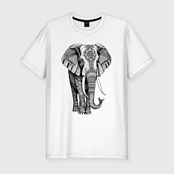 Мужская slim-футболка Нарисованный слон