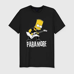 Мужская slim-футболка Paramore Барт Симпсон рокер