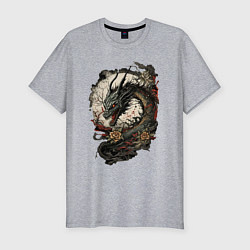 Мужская slim-футболка Мифический японский дракон