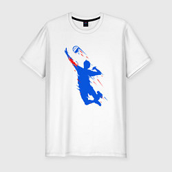 Мужская slim-футболка Волейболист в прыжке