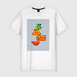 Мужская slim-футболка Разрезанный ананас с линиями