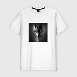 Футболка slim-fit Мем с волком, цвет: белый