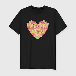Мужская slim-футболка Нежное сердце бабочки
