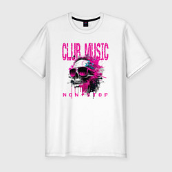 Мужская slim-футболка Club-music: череп в очках