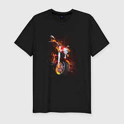 Футболка slim-fit Огненный мотоцикл, цвет: черный