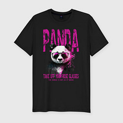 Мужская slim-футболка Панда и розовые очки