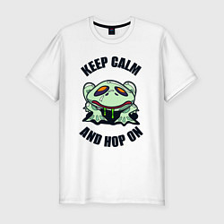 Футболка slim-fit Keep calm and hop on, цвет: белый