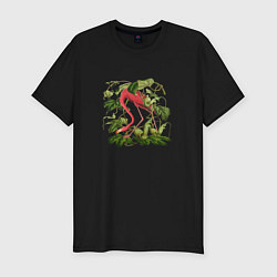 Мужская slim-футболка Фламинго акварель