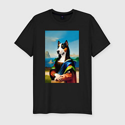 Мужская slim-футболка A dog named Gioconda - humorous art