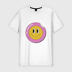 Мужская slim-футболка Счастливый смайлик в стиле retro