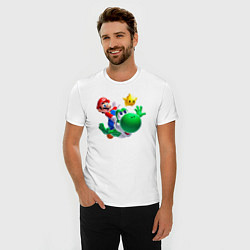 Футболка slim-fit Марио, Йоши и звезда, цвет: белый — фото 2