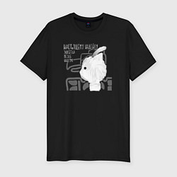 Мужская slim-футболка Кот индеец на черном