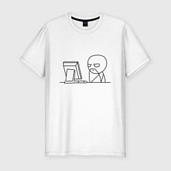 Футболка slim-fit Мемный программист, цвет: белый