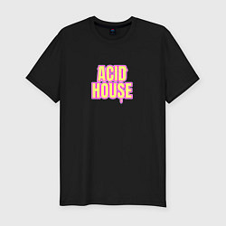 Мужская slim-футболка Acid house стекающие буквы