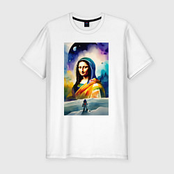 Футболка slim-fit Gioconda in space - watercolor, цвет: белый