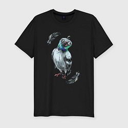 Футболка slim-fit Чокнутый голубь, цвет: черный