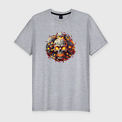 Мужская slim-футболка Стайка огненных черепков