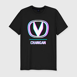 Футболка slim-fit Значок Changan в стиле glitch, цвет: черный