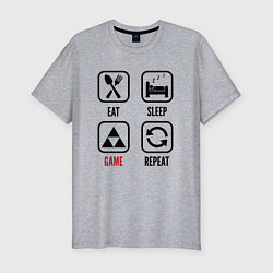 Мужская slim-футболка Eat - sleep - Zelda - repeat