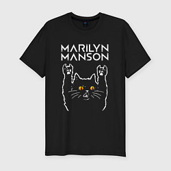 Мужская slim-футболка Marilyn Manson rock cat
