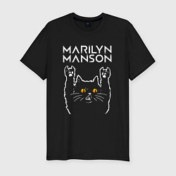 Футболка slim-fit Marilyn Manson rock cat, цвет: черный