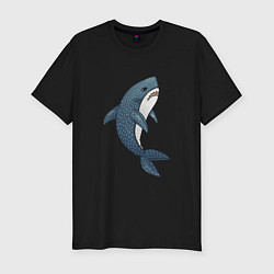 Футболка slim-fit Недовольная плюшевая акула, цвет: черный
