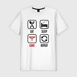 Футболка slim-fit Eat - sleep - The Last Of Us - repeat, цвет: белый