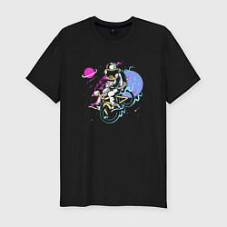 Мужская slim-футболка Космический велосипедист