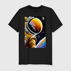 Мужская slim-футболка Космонавт на орбите
