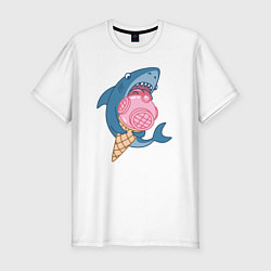 Мужская slim-футболка Акула с мороженым
