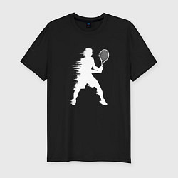 Мужская slim-футболка Белый силуэт теннисиста