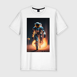 Мужская slim-футболка Брутальный астронавт