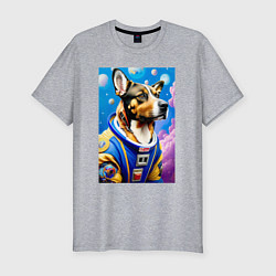 Мужская slim-футболка Пёс бравый космонавт