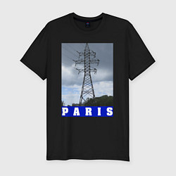 Мужская slim-футболка Париж Эйфелева башня