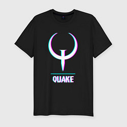 Мужская slim-футболка Quake в стиле glitch и баги графики